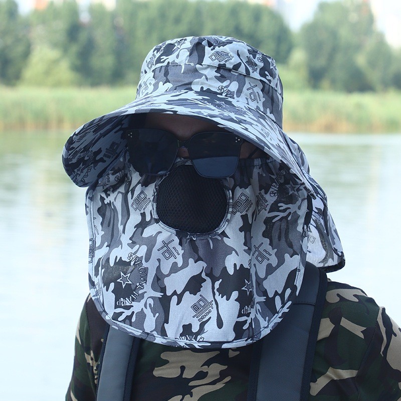 Topi Outdoor Abu Klasik Wanita – Topi Penutup Wajah & Leher Anti Panas Unisex