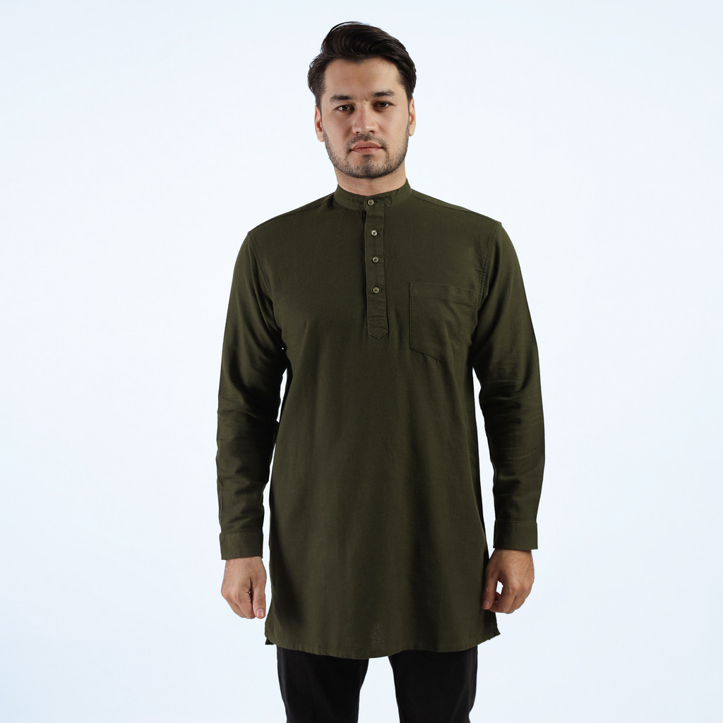 LARUSSO x RIZKY RIDHO - Koko Kurta Organic Cotton Shirt - Army