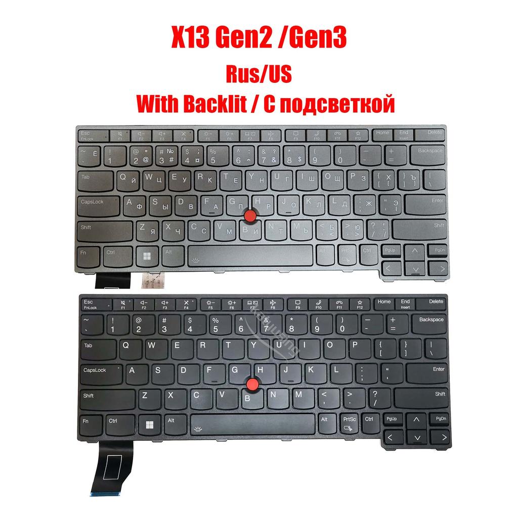 Rus US Keyboard for Thinkpad X13 Gen2  X13 Gen 3 Type 20WK 20WL 20XH 20XJ / X13 Yoga Gen 2  Type 20W