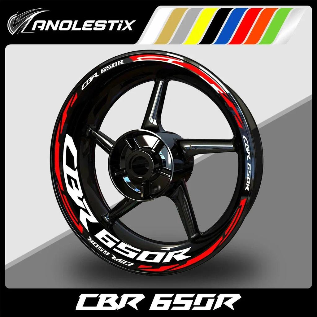 AnoleStix Reflective Motorcycle Wheel Sticker Hub Decal Rim Stripe Tape For Honda CBR 650R 2024 2023