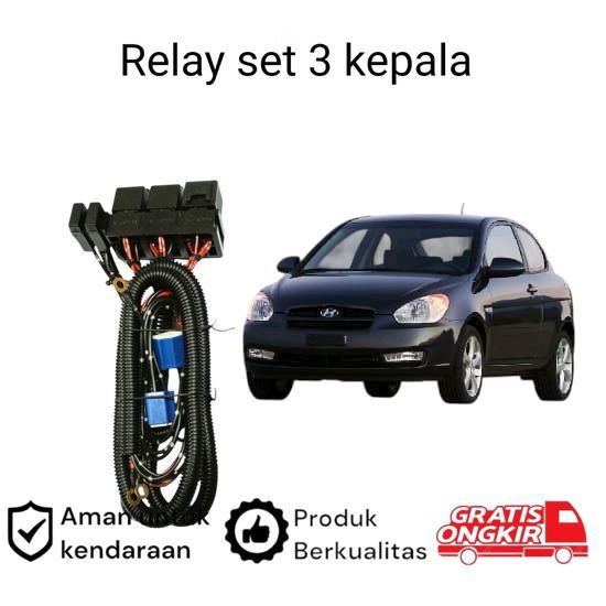 Relay Set Lampu Utama LED H4  Mobil Hyundai Accent Koko
