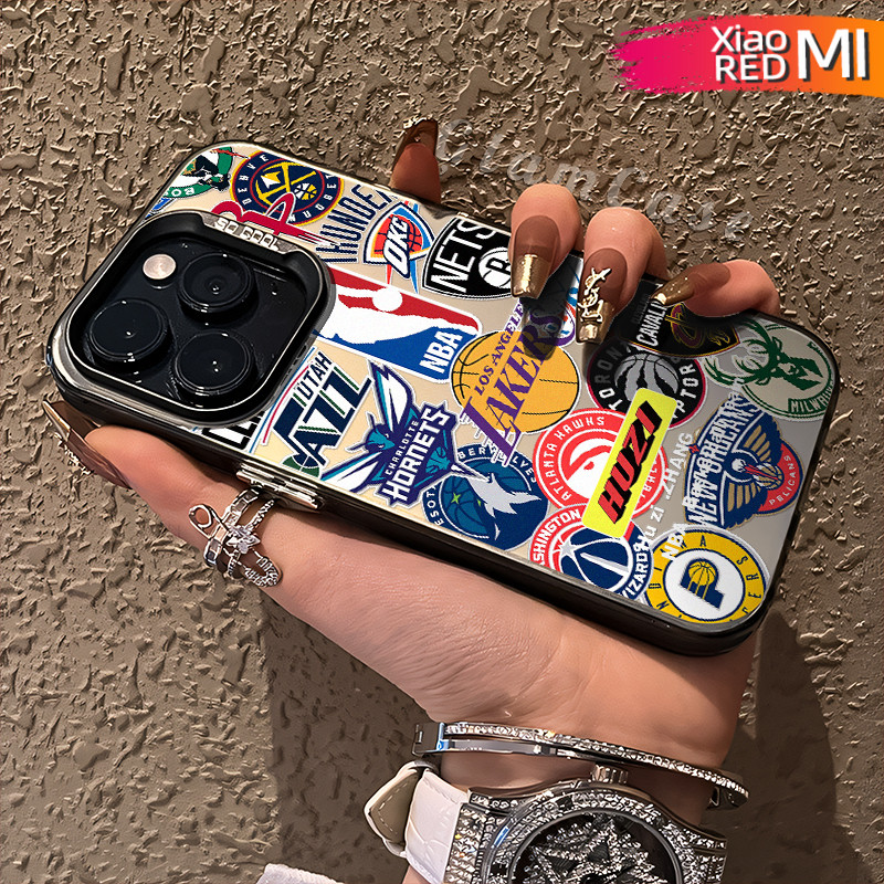 Brand Tags Glossy Hologram PC Case Redmi Note-12 9 13 Pro 11 10-Pro 8 10s Matte Gradasi Casing hp Re