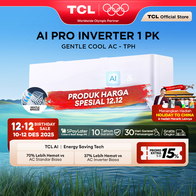 TCL AC Inverter 1 PK - Gentle Breeze - Healthy Filter - Hemat Listrik - Anti Bising - Cepat Dingin -