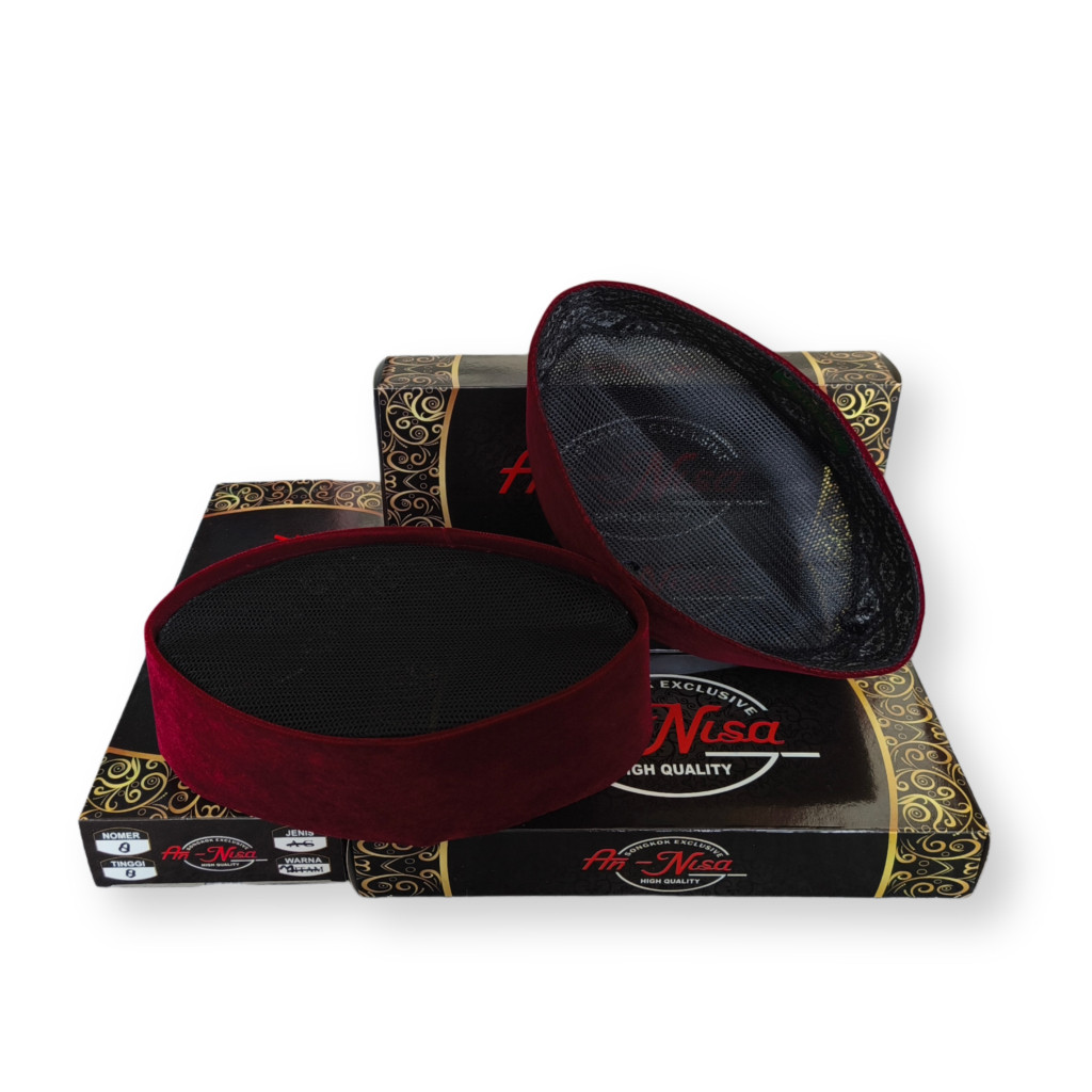 Peci Merah Marun An Nisa Peci Kopiah Songkok Nasional Model Full Ac Tinggi 7 8 9 10 Cm