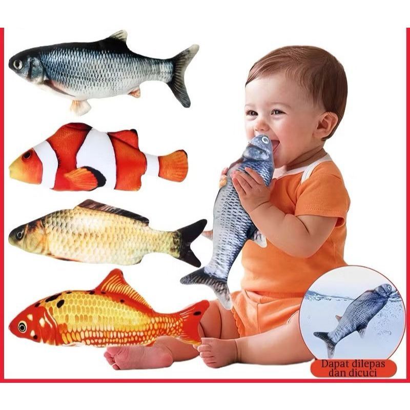 PG1004 Mainan Anak Ikan Bergerak Boneka Ikan / Mainan Kucing Bentuk Ikan Goyang / Mainan Ikan Goyang