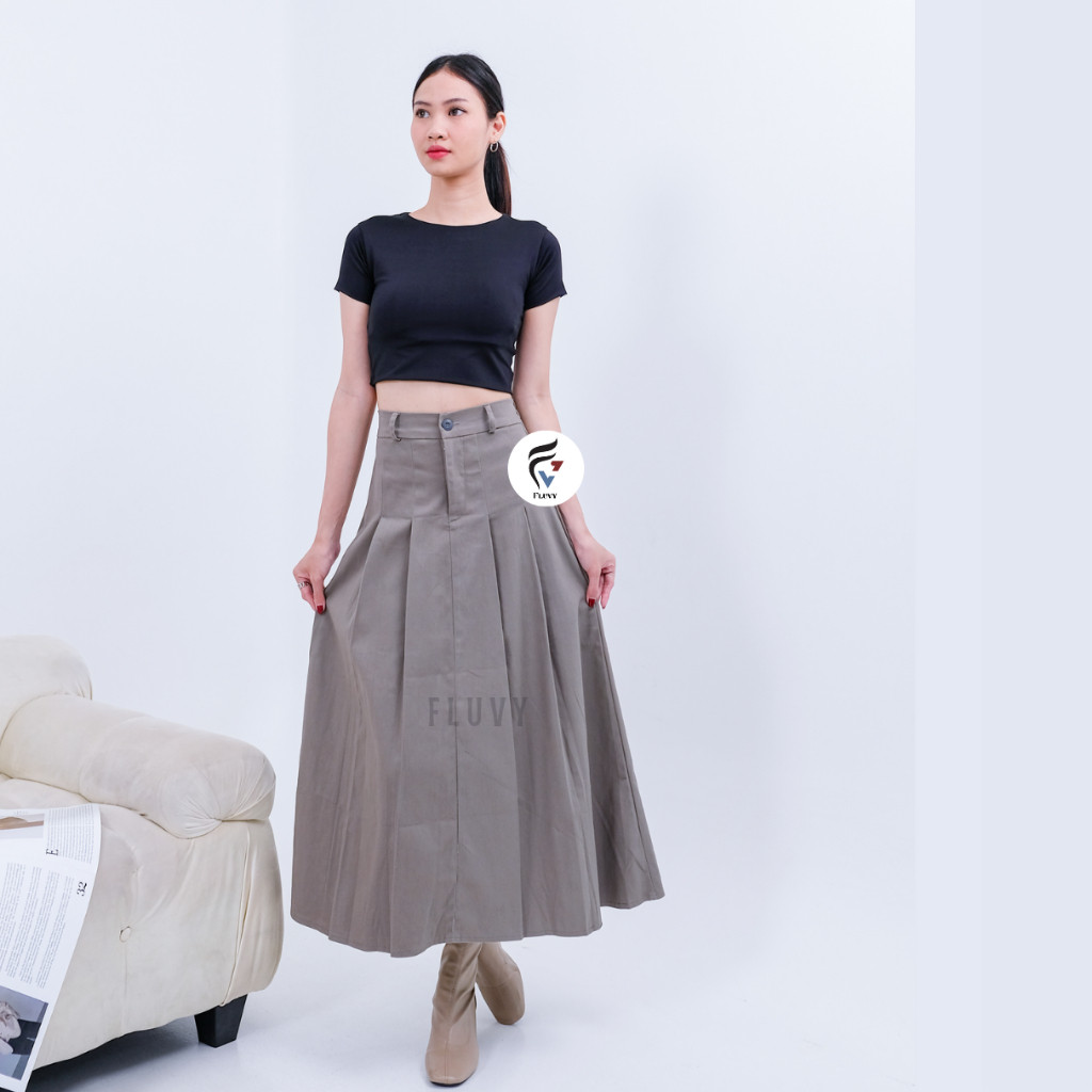 Rok Wanita Panjang Style Molina Skirt - Rok Wanitan Panjang - Rok Kerja Wanita - Rok Anti Kusut Kere