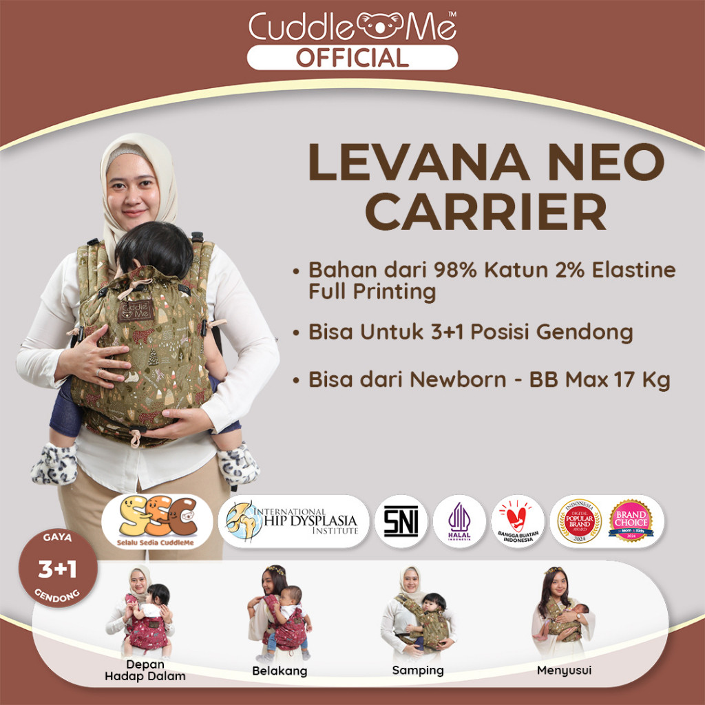 Gendongan Bayi - CUDDLEME Levana Neo Carrier Gendong Kanguru M-Shape Untuk Bayi New Born