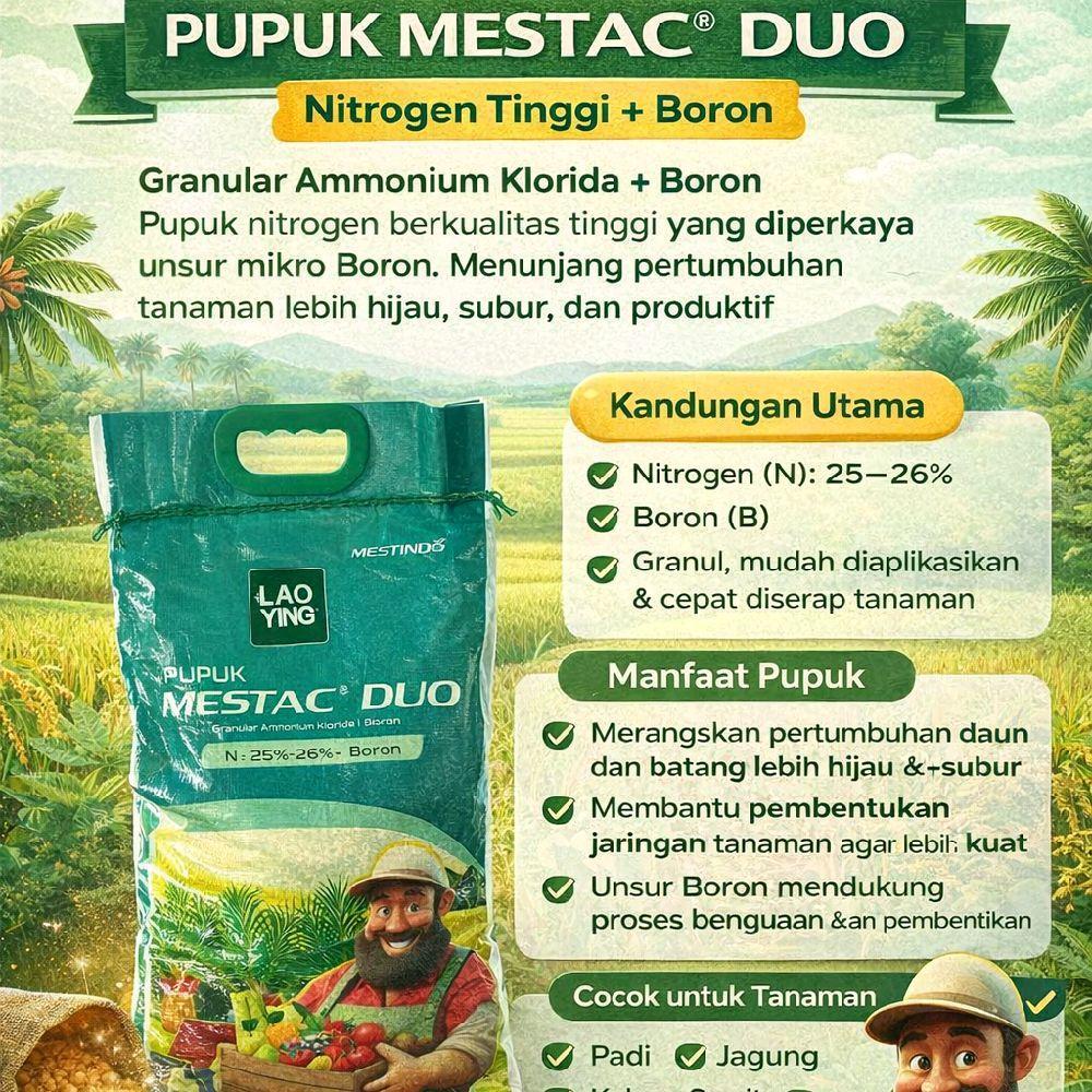 Pupuk Nitrogen plus Boron Mestac Duo kemasan 5 kg