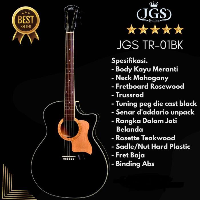 GITAR AKUSTIK JGS TR 01 BK JOGJA GUITAR SHOP - AKUSTIK BIASA, PIK+KUNCI L+TAS