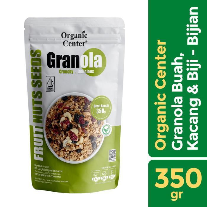 Organic Center Granola Fruit Nuts Seeds 350gr - Snack Diet Sehat dengan Kelapa Kering & Biji-bijian 