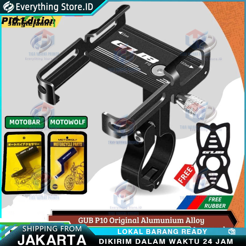 Holder GUB P10 Phone Holder Hp Sepeda Motor GUB Alumunium Alloy Tempat Hp Dudukan Hp Sepeda Motor Gu