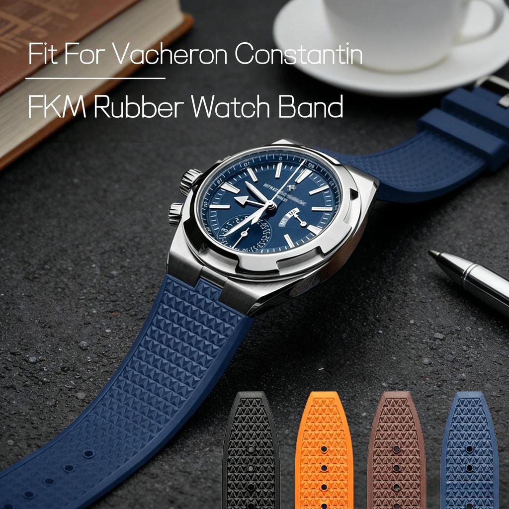 Advanced FKM Rubber Watchband Fit For Vacheron Constantin Overseas 4500V 5500V 7900V Streel End Link
