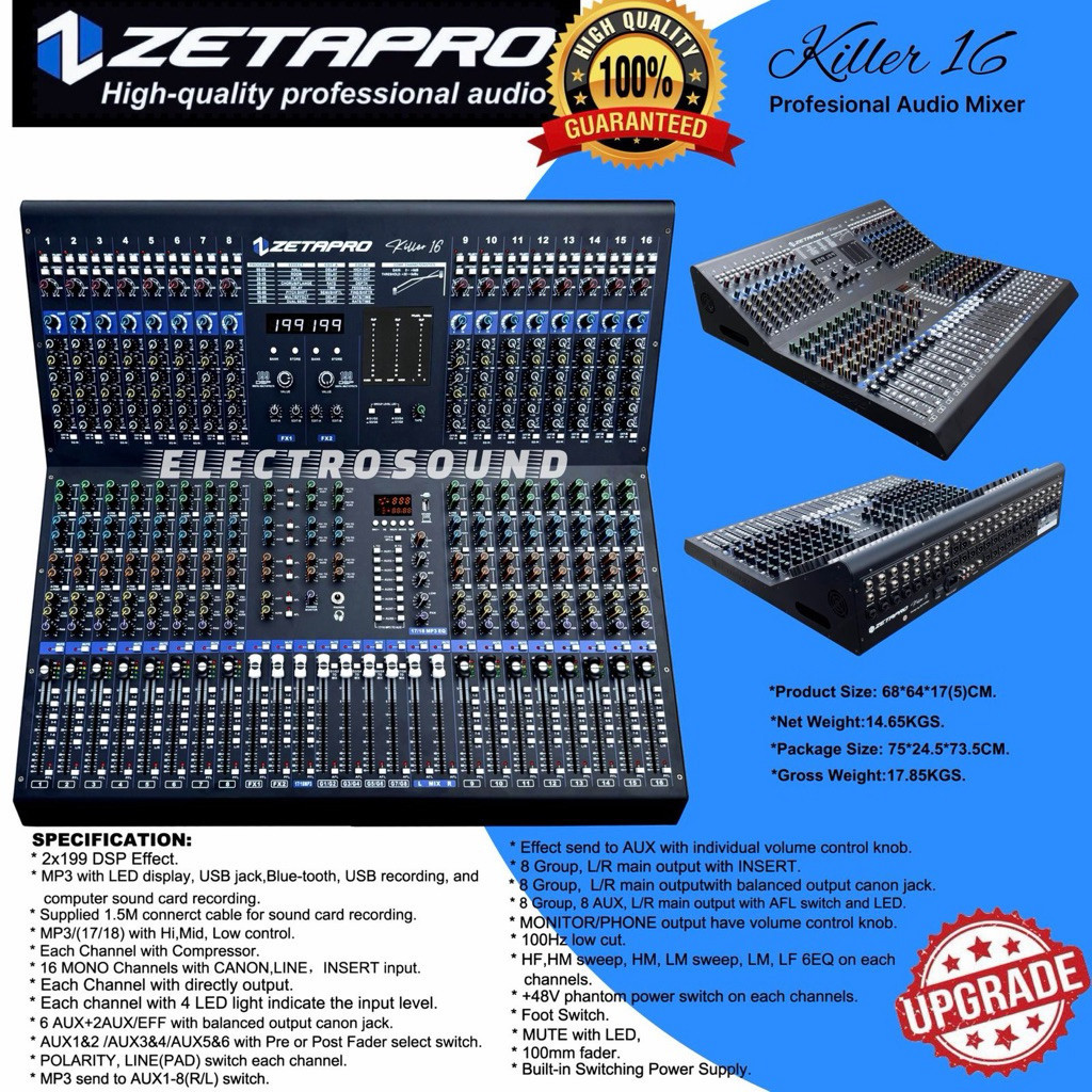 MIXER AUDIO ZETAPRO KILLER 16, COMPRESSOR, DOUBLE EFFECT / Zetapro Original