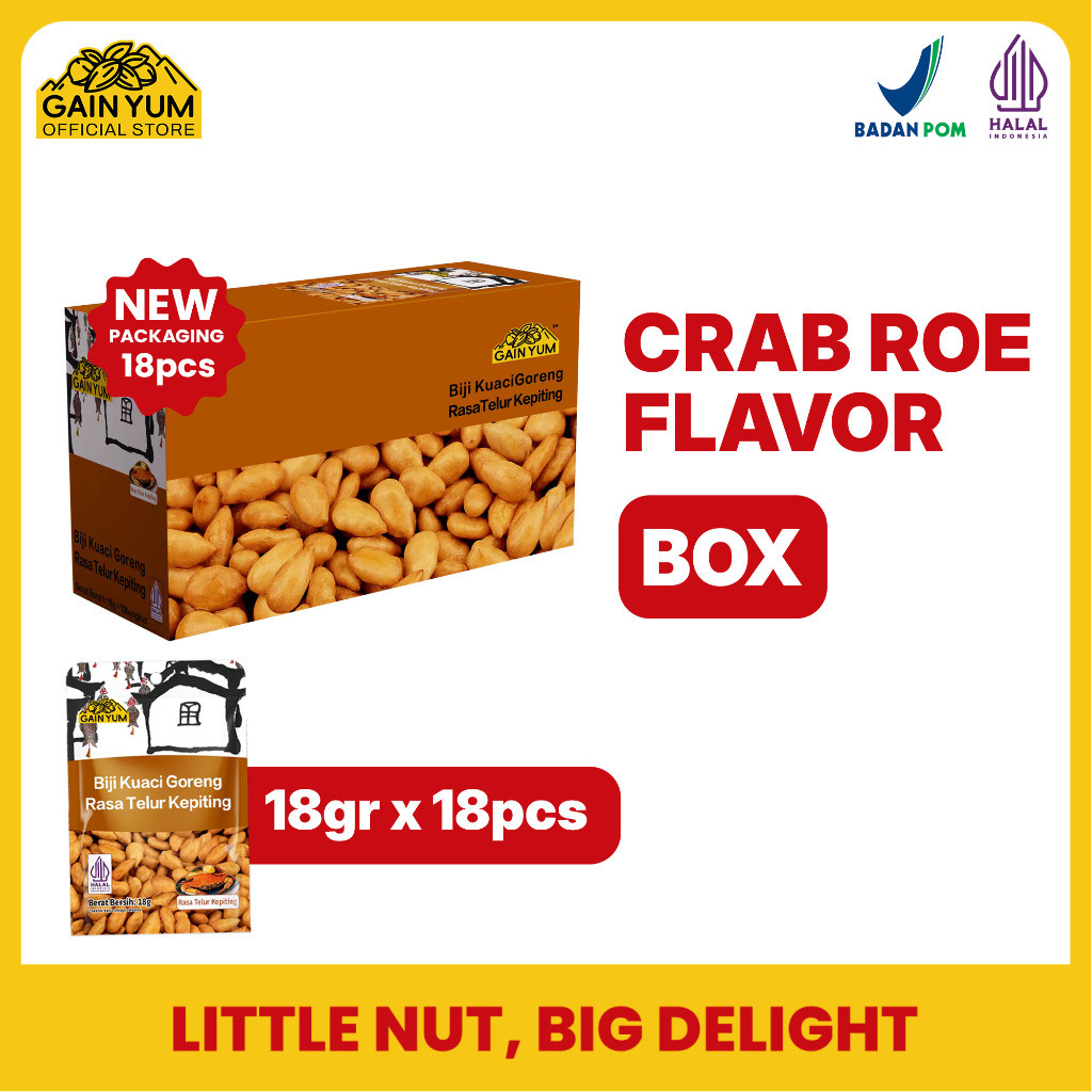 Nidea Gain Yum - Kuaci Kupas Rasa Telur Kepiting BOX 18g X 18pcs