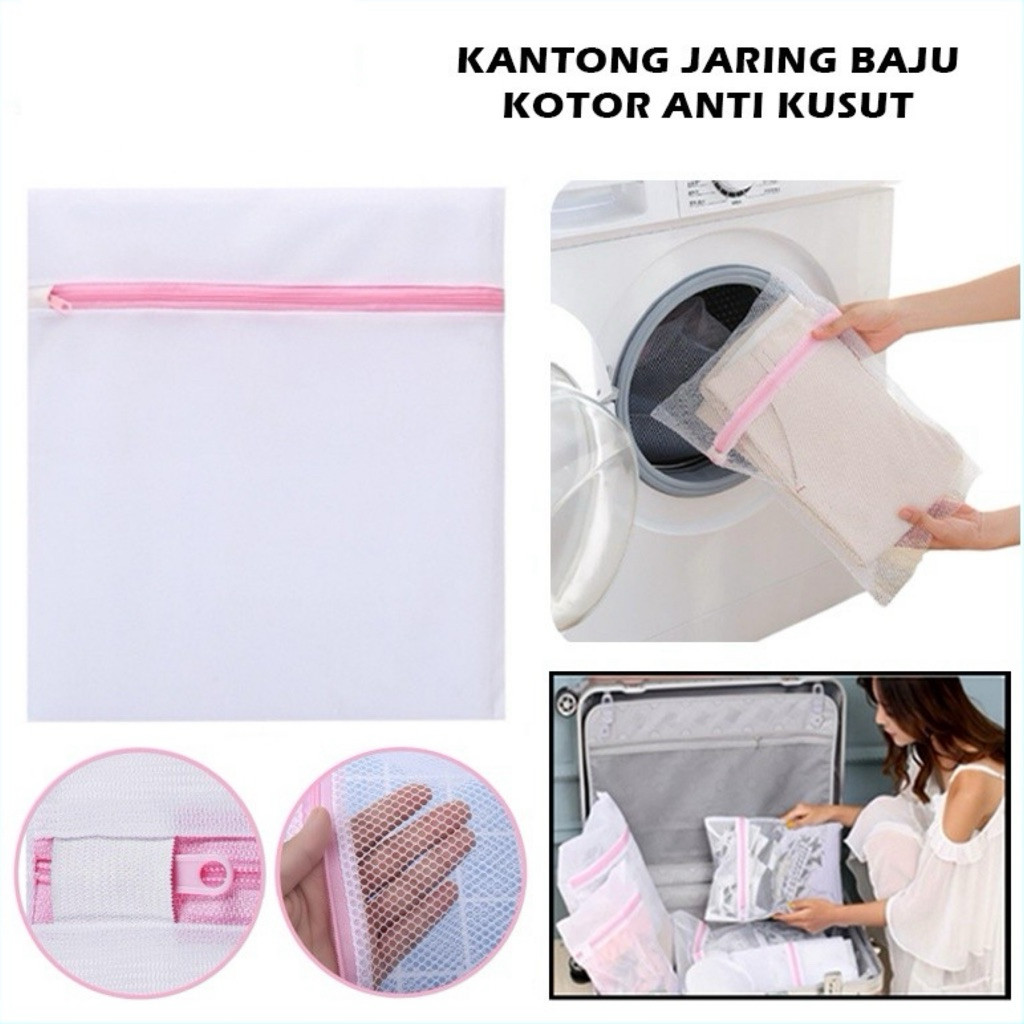 LAUNDRY BAG NET MESIN CUCI 30X40 50X40 50X60CM / TAS LONDRY KANTONG JARING TRANSPARAN RESLETING CUCI