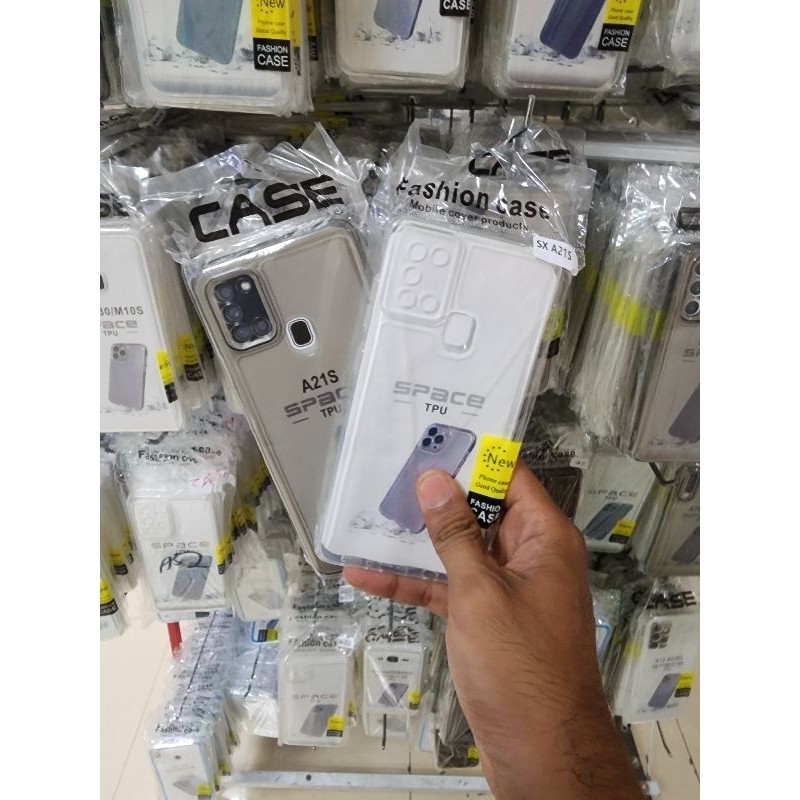 Soft case Silikon Bening Hitam Transparan Hp Samsung A21s