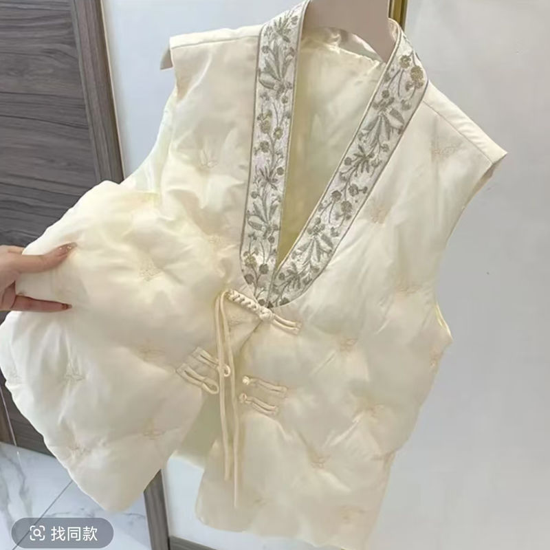 Rompi Jaket Gaya Nasional Baru dari Katun Tebal Berkualitas Tinggi    Atasan Rompi Hangat