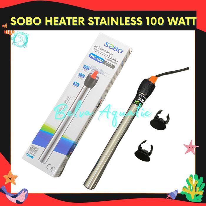 Sobo 25 50 100 Watt Water Heater Stainless Steel Pemanas Air Aquarium - SOBO 50WATT