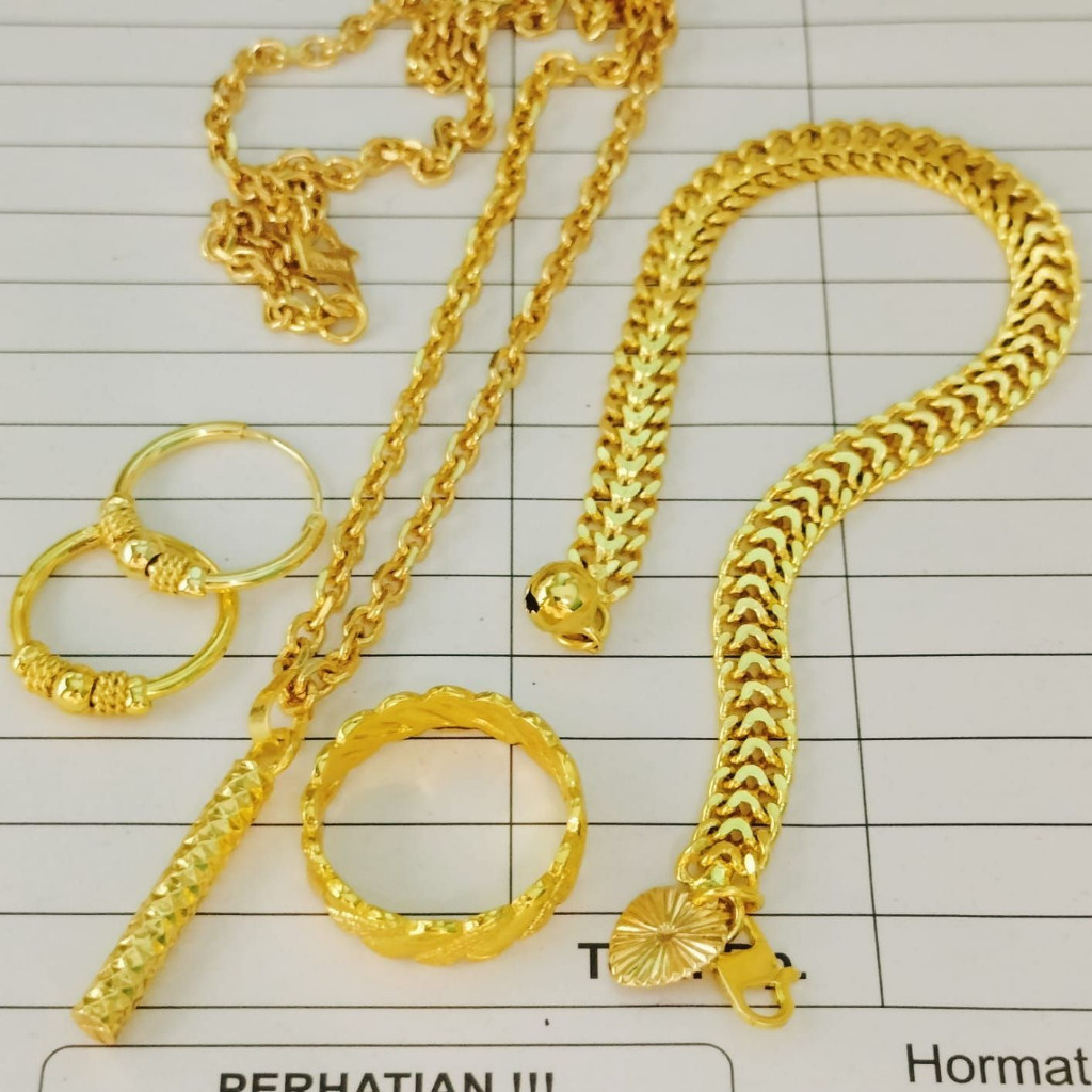 COD SATU SET Satu set perhiasan titanium wanita dewasa cantik anti karat tidak luntur  model terbaru