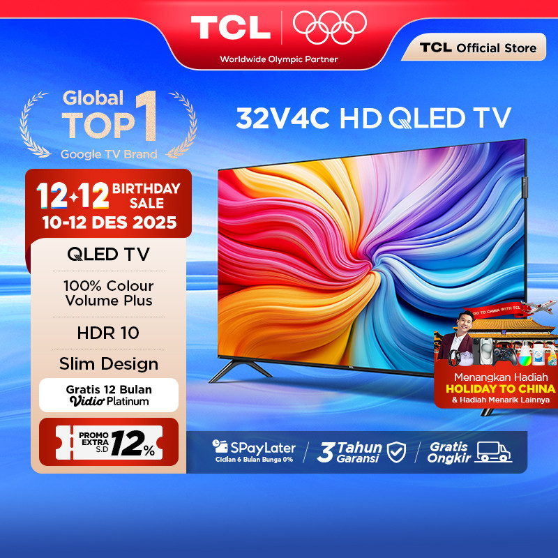 [FLASH SALE] TCL HD QLED Google TV 32 inch V4C - HDR 10 - Dolby Audio - Google Play/Netflix/Youtube/