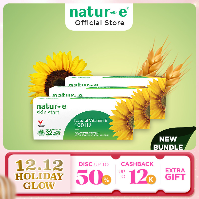 Natur-E Triple Pack Soft Capsule - Active Beauty Natural Vitamin E 100 IU 32s x 3pcs - Suplemen Keca