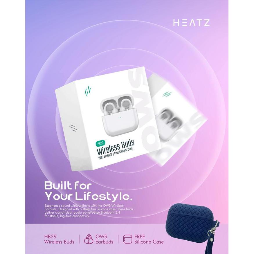 OWS EARBUDS HEATZ HB29 / TWS WIRELESS HEATZ HB29 BLUETOOTH V5.4 IPX54 FREE SILICONE CASE GARANSI 1 T