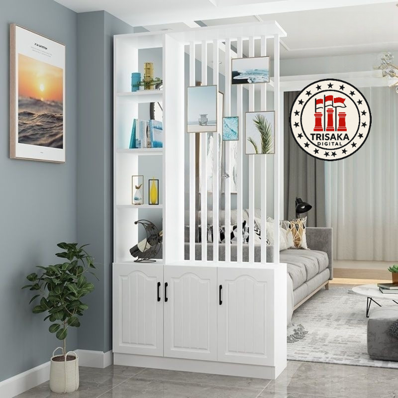 Pembatas Ruangan Kayu Solid | Lemari Hias Ruang Tamu | Partisi Ruangan