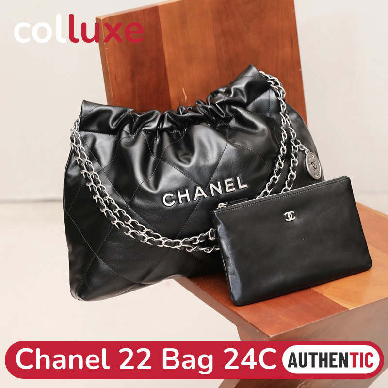 24C NEW Chanel 22 Tote Bag Shopping Bag tas belanja 45cm hitam