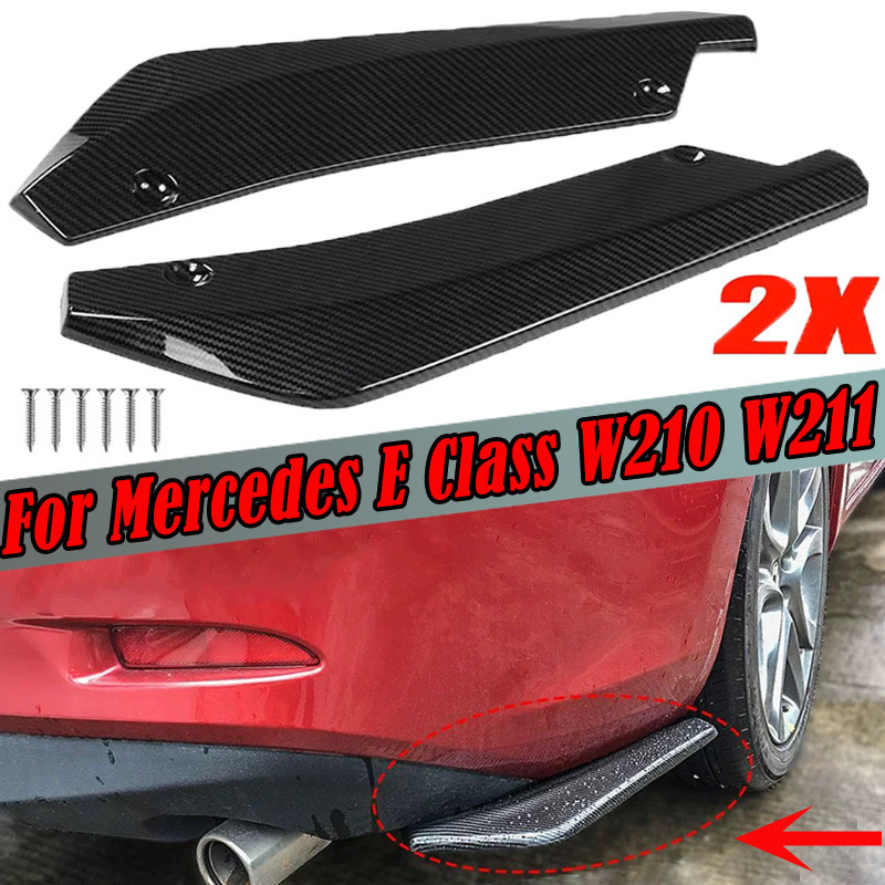 2Pc Rear Bumper Lip Wrap Angle ffuser Side Splitter Canard Spoiler For Mercedes E Class W210 W211 W2