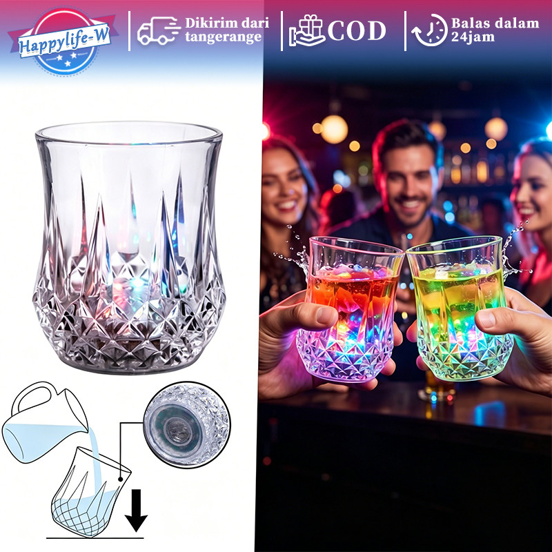 Cangkir Minum LED Sensor Air Otomatis Nyala Led Cup Warna Warni Gelas Bir Menyala Untuk Hadiah Pesta