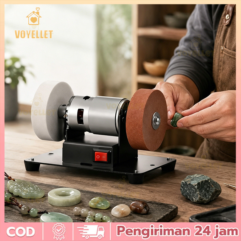 Voyellet Pengasah Gerinda Ganda Mini untuk Meja, Multifungsi 7 Kecepatan, Pemolesan, Penghilang Kara