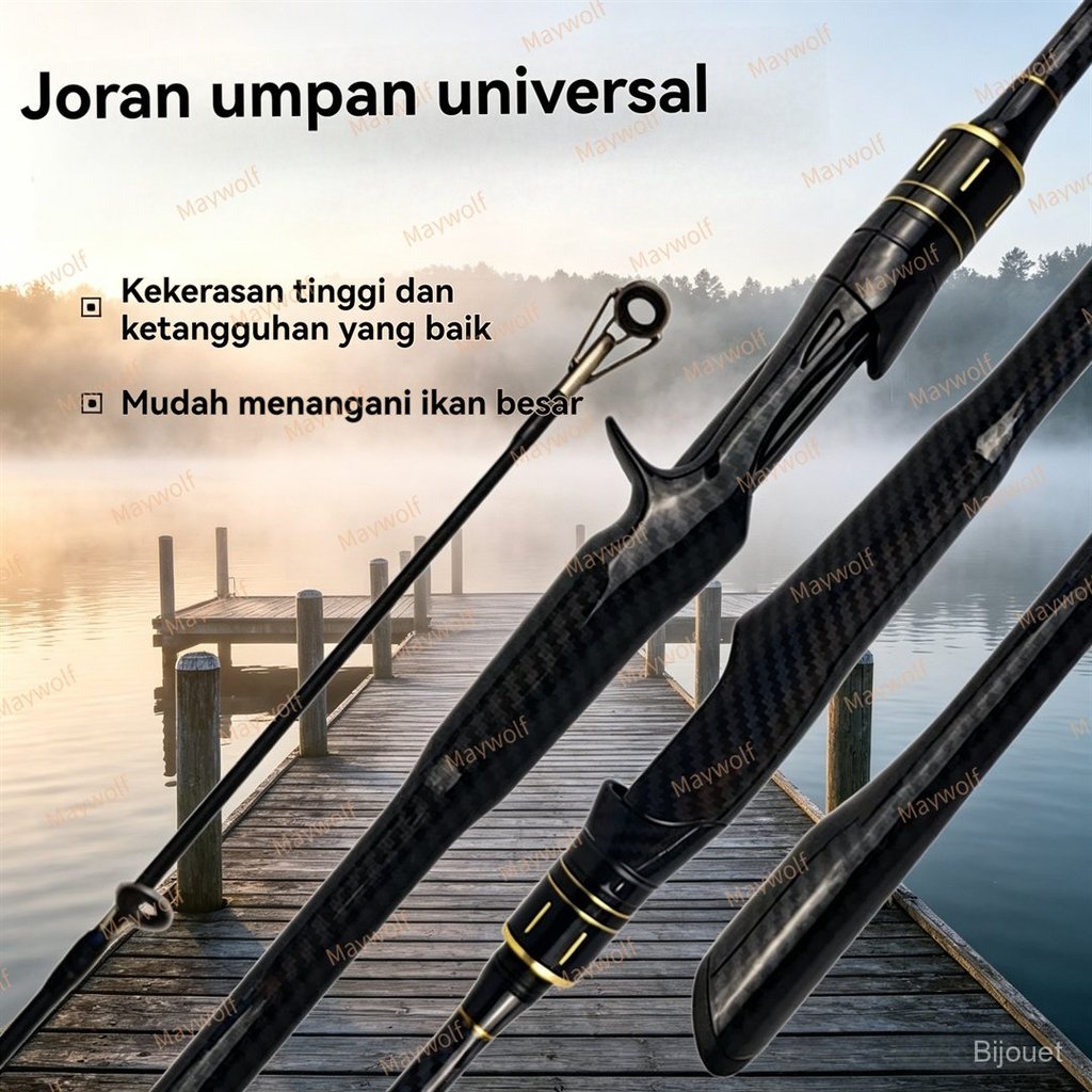 Joran Pancing Carbon Sutet 2 Bagian Tongkat Pancing Putar/Casting UL Power 1.8M/2.1M Untuk Air Tawar
