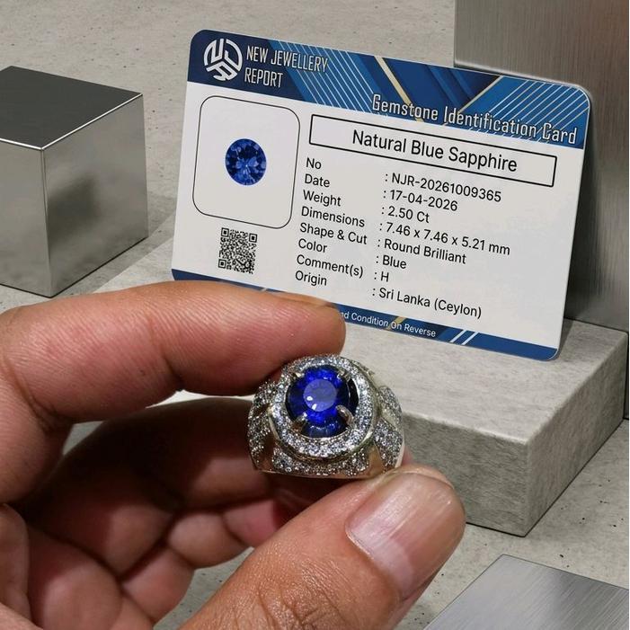 Cincin Blue Sapir Srilanka Round Cut Ring