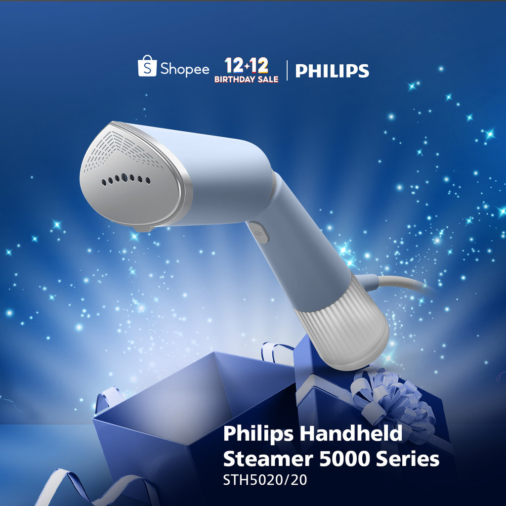 New Philips Handheld Steamer 5000 Series - STH5020/20 Biru Muda - Setrika Uap Listrik Paling Fleksib