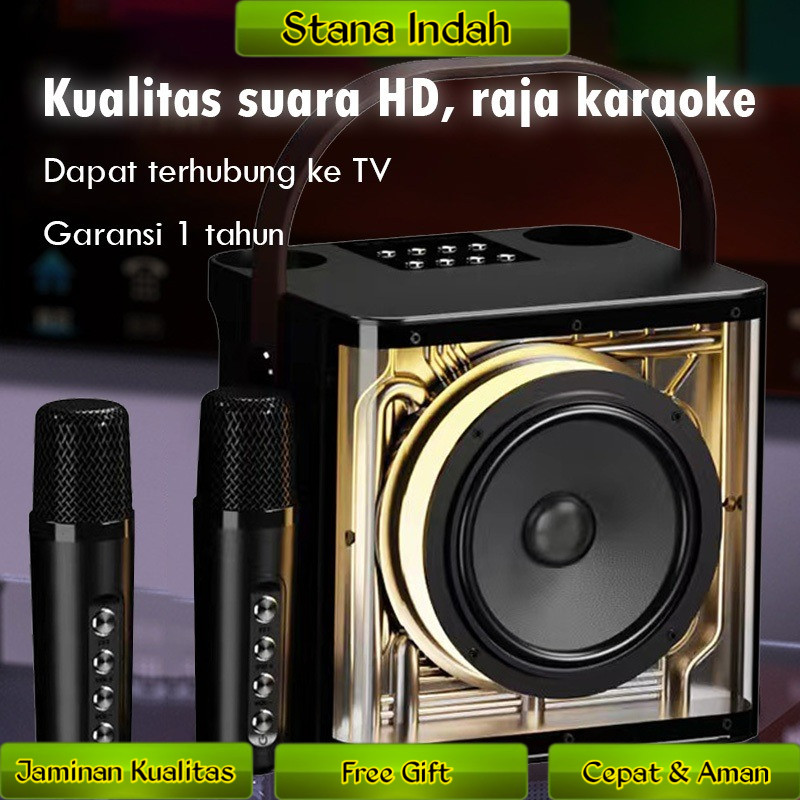 speaker bluetooth karaoke set lengkap speaker bluetooth 2 mic wireless /Built-in membatalkan fungsi 