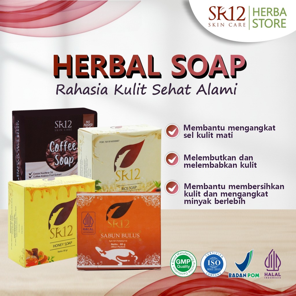 SK12 Herbal Soap Original– Sabun Herbal Alami BPOM Halal | Pembersih Kulit, Angkat Sel Kulit Mati & 