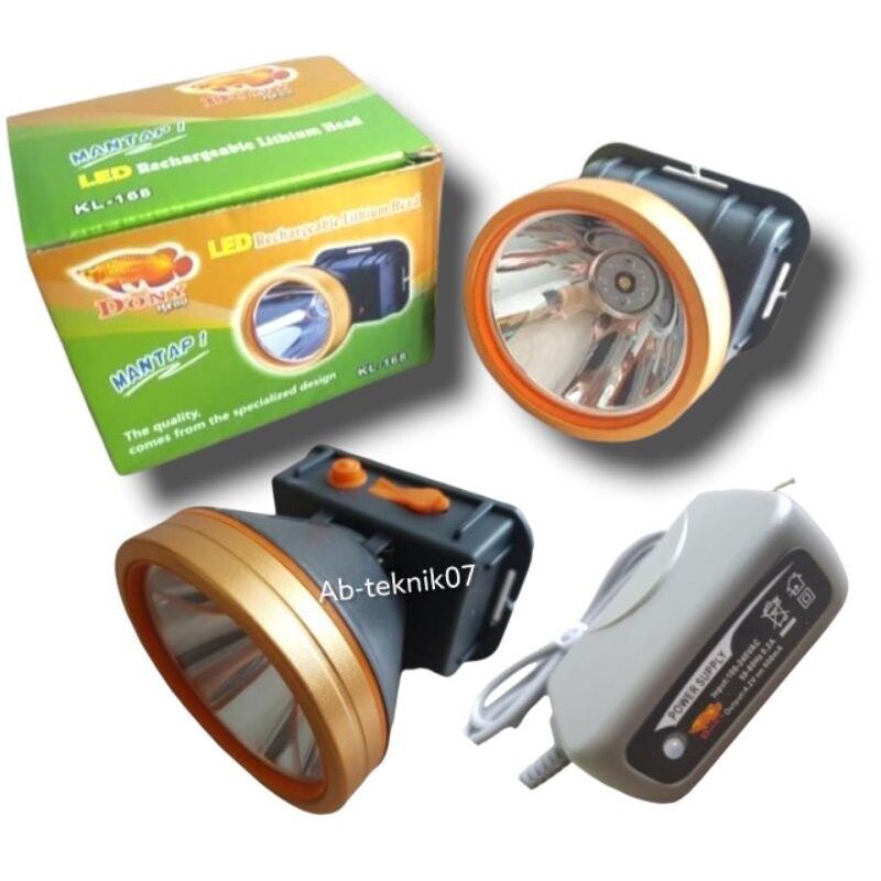 senter kepala dony 10 watt super terang kl 168 cahaya putih dan kujing super terang