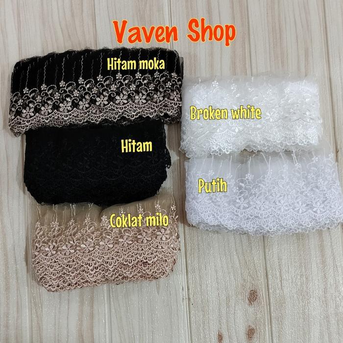 Renda Tile / Renda Bordir Lebar 9 cm - Putih