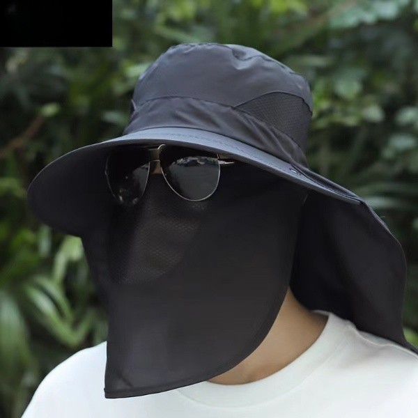 Topi Outdoor Abu Klasik Wanita – Topi Penutup Wajah & Leher Anti Panas Unisex