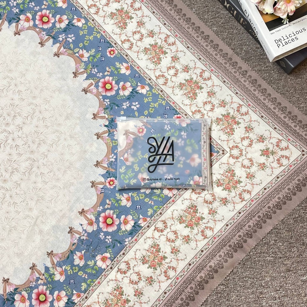 Hijab Syar'i 130 x 130 Motif 101-150 Segi Empat Voal Premium Laser Cut Free Pouch by Lfika Hijab