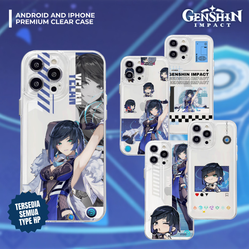 CASE PREMIUM GENSHIN IMPACT CHARACTER YELAN CHIBI HIGH QUALITY CASING SOFT JELLY CLEAR BENING IPHONE