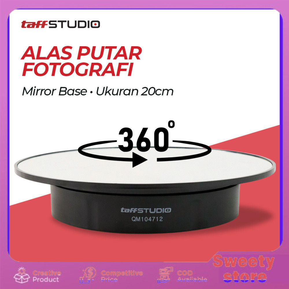 Alas Putar Fotografi Mirror Rotating 360 Turntable 20cm -  TaffSTUDIO Alas Putar Fotografi Rotating
