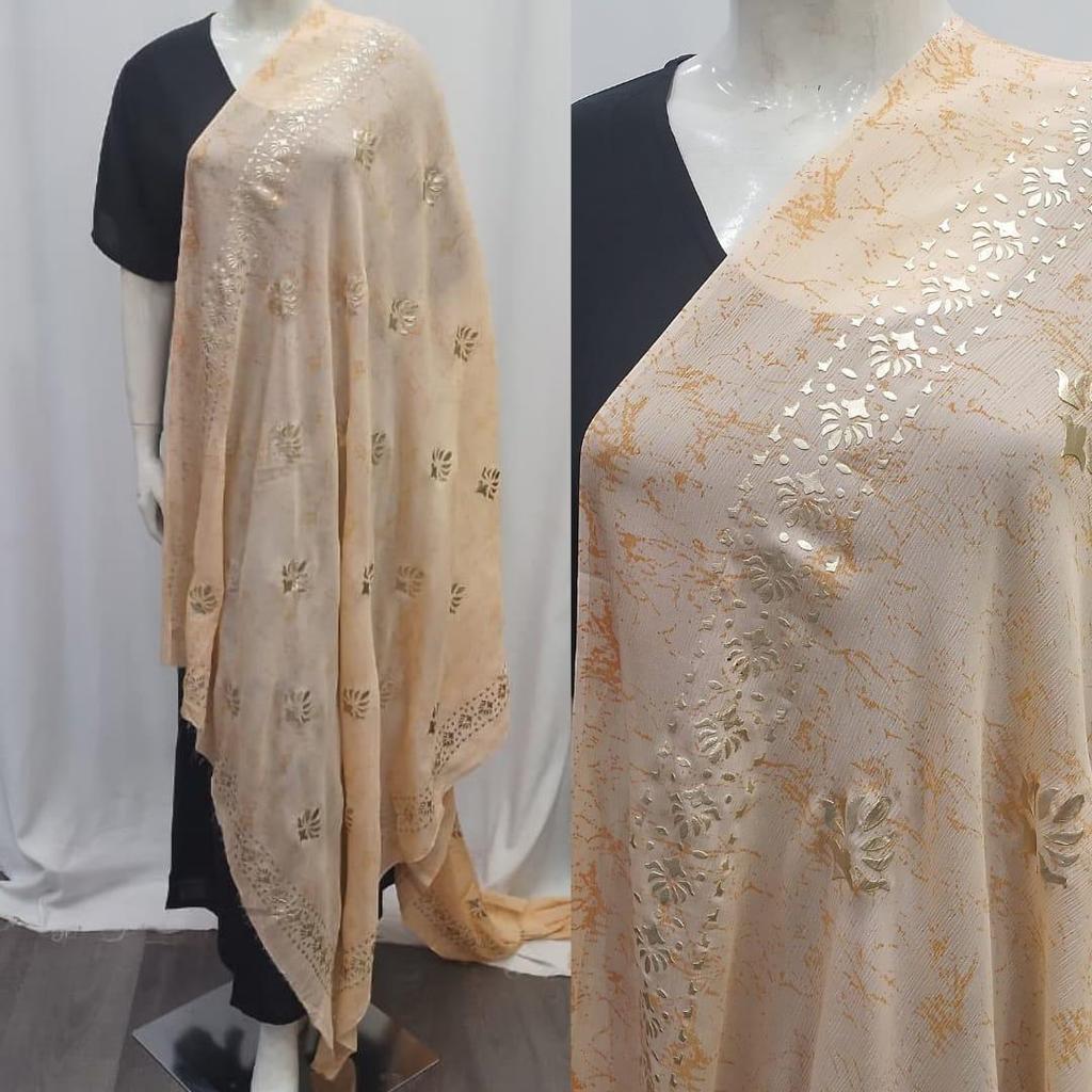 Selendang Dupatta India Viscose Crush dengan Prada Mas Motif Bunga Elegan untuk Tampilan Mewah Bahan
