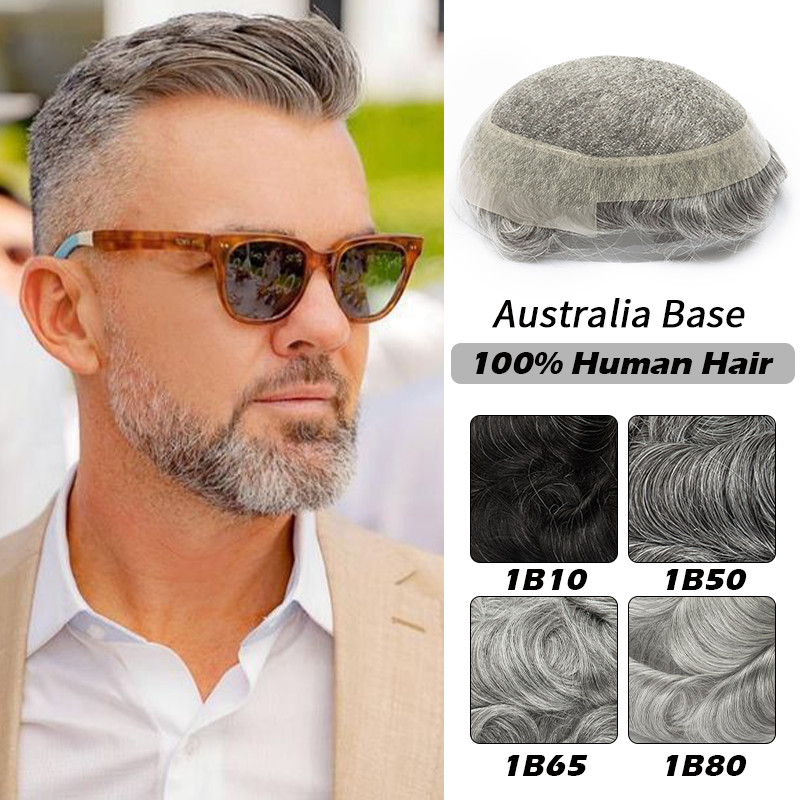 Men Toupee Australia Swiss Lace PU Base Wig Men Male Hair Prosthesis Breathable Man Wig Capillary Pr