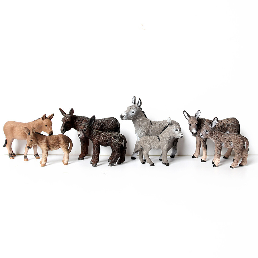 Realistic Hand Painted Wildebeest,Donkey,camel,Moose Wild Life Animal Figurine model Toy Christmas B