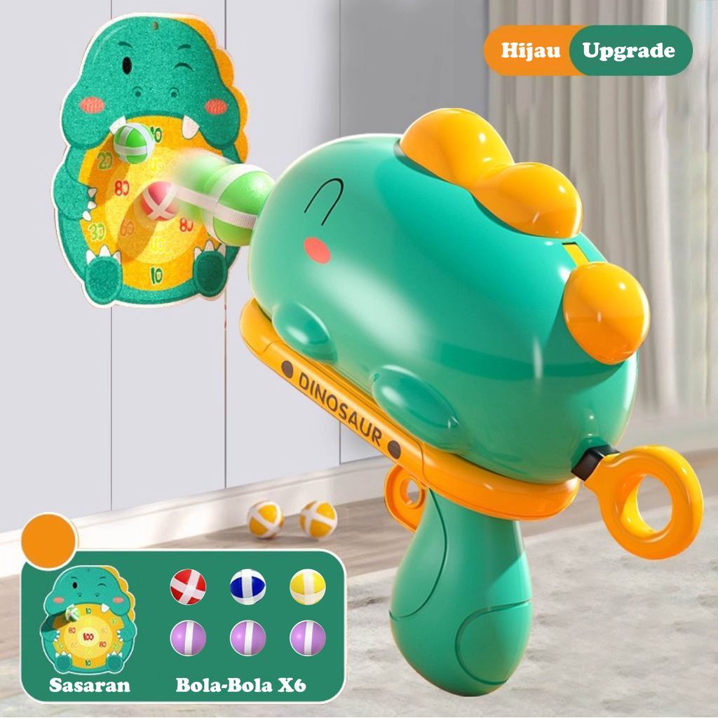 Habibi Mainan Bola Lengket Dinosaurus Bola Lunak Aman Bola Merekat Papan Target Mainan Dalam Ruangan