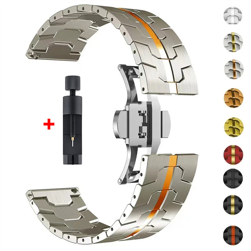 22mm Titanium Color Strap For Huawei Wat 4/3 Pro GT4/3Pro 46mm Stainless Steel Band For Amazfit GTR 