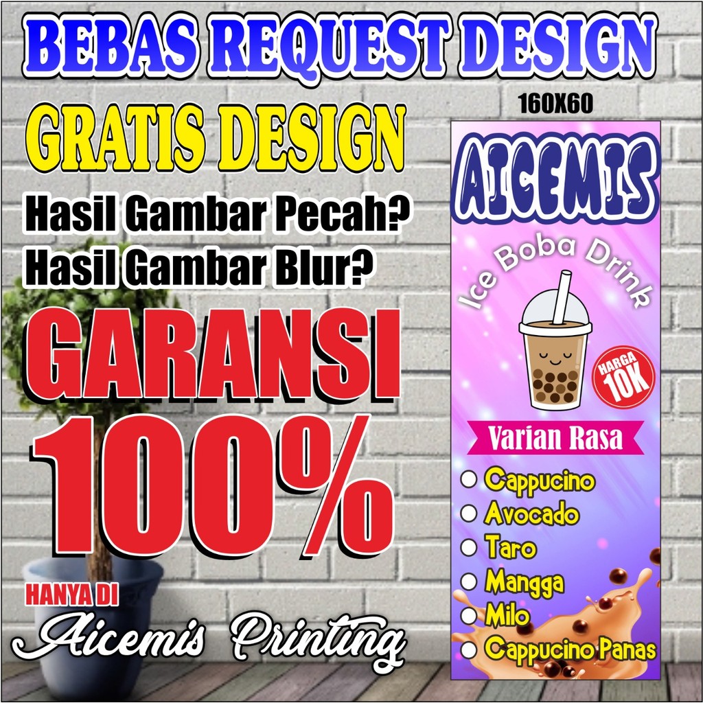 Banner Boba / Spanduk Mocktail / Spanduk Minuman Kekinian / Spanduk Banner Panjang / Spanduk Murah /