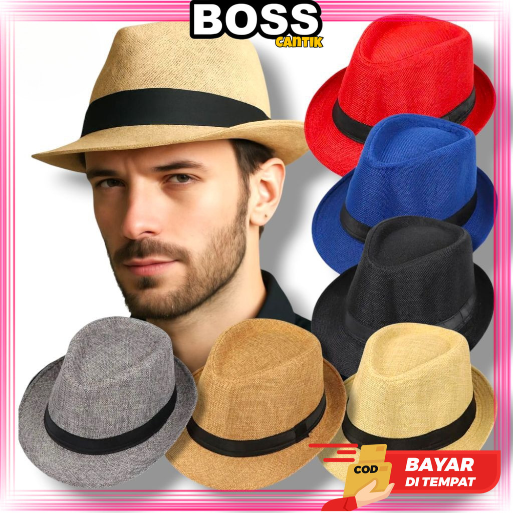 Topi Fedora - Fedora Hat - Topi Jazz - Topi Vintage Pria Dan Wanita Premium - Topi Fedora Karung - T