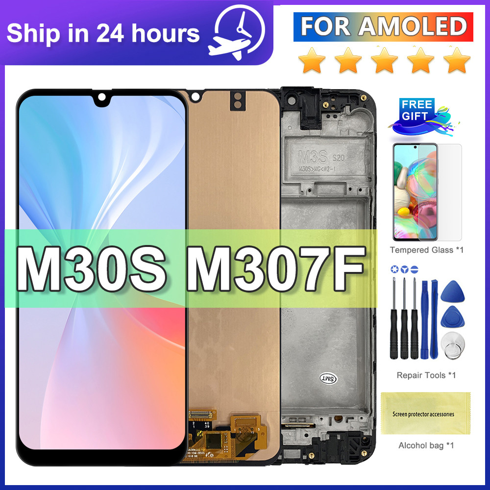 6.4'' AMOLED For Samsung M30S M307F SM-M307F Replacement M30s 2019 LCD splay Touch Screen With frame